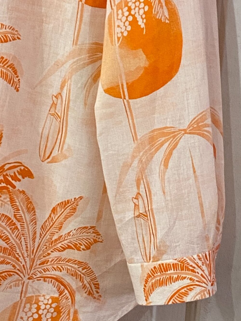 Haute Hippie Sz XL Womens Blouse Button Up Shirt Long Sleeve Orange Tropical - Picture 4 of 9